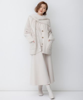 新品 23区【洗える】ウールカシミヤアランパターンカーディガン 38 23区｜【洗える】ウールカシミヤ アランパターン カーディガン