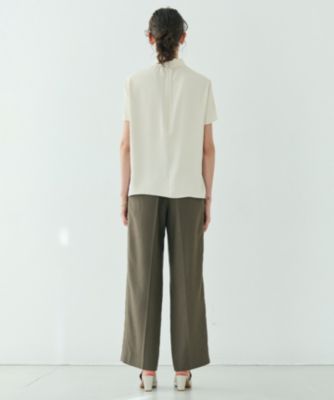 極美品ベイジBEIGE.洗えるEVA ハイネックハーフスリーブブラウス BEIGE,｜【洗える】EVA / ハイネックハーフスリーブブラウス