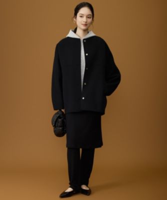 自由区(ジユウク)の【SHIHOさん着用】ウールリバーノーカラー コート