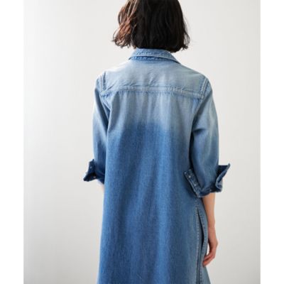 Whim Gazette デニム　シャツ　ロング　ワンピース　長袖　フリーサイズ Whim Gazette(ウィム ガゼット)の《WEB限定》DENIMロングシャツ