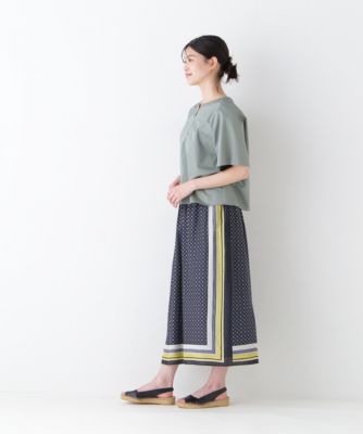 ヒューマンウーマン（human woman）/◆コットンセルロースパネル幾何プリントラップライクスカート human woman(ヒューマン ウーマン)の◇コットンセルロースパネル幾何