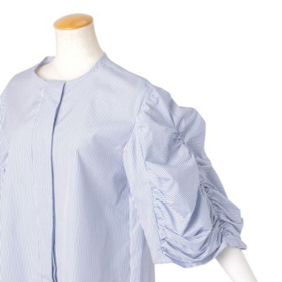 良品 クリーニング済 EVA MANN エヴァマン GLORIA ギャザースリーブ パワーショルダー 長袖 チュニックシャツ ブラウス 38 ホワイト レディース 古着 中古 良品 クリーニング済 EVA MANN エヴァマン GLORIA ギャザー