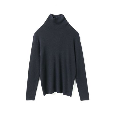 mizuiro ind(ミズイロインド)のボタン付きリブハイネックプルオーバー