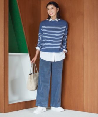 【美品】23区 Armor-lux スムースボーダークロップドカットソー 46 23区 tシャツ 「洗える」Armor-lux スムース クロップド