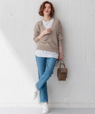 【23区】ピュア リネン バルキー Vネック ニット 大きいサイズ 46 楽天市場】【SALE／50%OFF】【CLASSY.6月号掲載/洗える】ピュア