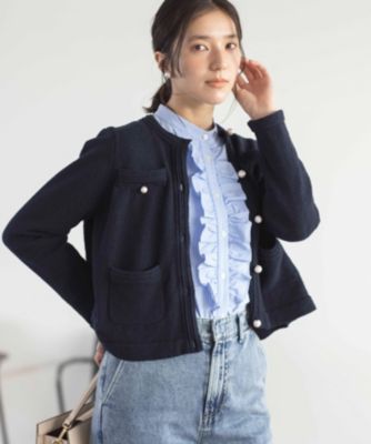 新品タグ付き◆ANAYI◆ビジューツイードニットジャケット 組曲(クミキョク)の【春デザイン登場！】ミニブークレーツイード