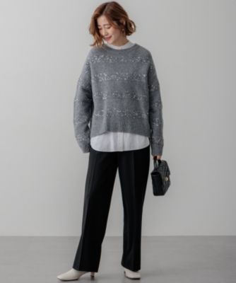 23区　【滝沢眞規子さん着用/一部店舗限定】スパングルボーダー ニット　白 23区 L(ニジュウサンク エル)の【滝沢眞規子さん着用/一部店舗限定