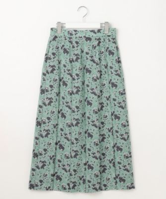 171 新品 今季 新作 自由区 SHIHOさん着フラワープリント スカート40 セール】 【SHIHOさん着用・洗える】ペイントタッチフラワー
