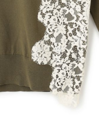 BEIGE，(ベイジ)のWILLOW / アシンメトリーレースクルーネックニット