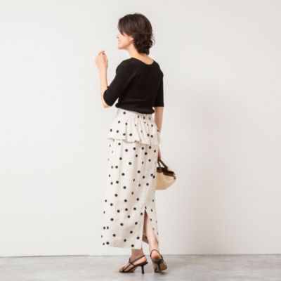 NOLLEY'S(ノーリーズ)のドットプリントタイトミディスカート通販