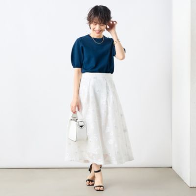 ノーリーズソフィ　ラメフラワージャガードフレアスカート NOLLEY'S sophi(ノーリーズソフィー)の《セットアップ対応》ラメ