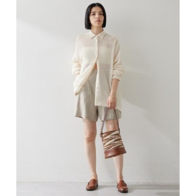 Whim Gazette（ウィムガゼット） リネンハイウエストショートパンツ Whim Gazette(ウィム ガゼット)のリネンハイウエストショート