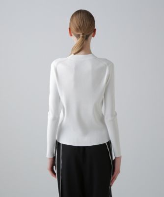 【極美品】アドーア　ADORE　クリアリブニット　白　Vネック　長袖　サイズ38 ADORE(アドーア)の◇ベーシックリブニット通販 | mirabella