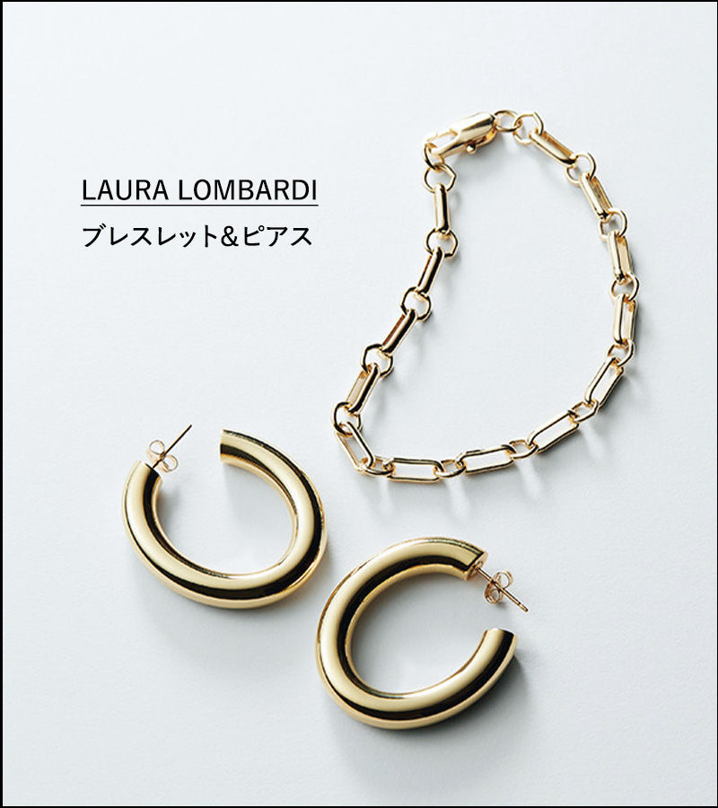 LAURA LOMBARDI BAR CHAIN（ブレスレット）MINI CURVE EARRINGS（ 両耳ピアス）