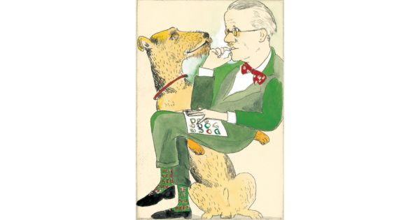 山本容子作(ヤマモトヨウコ サク)の『Joyce and Dog』銅版画 手彩色 