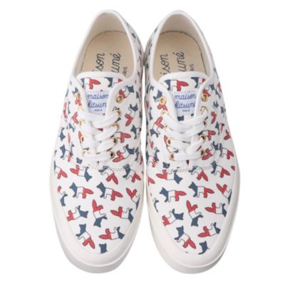 maison kitsune white canvas sneakers