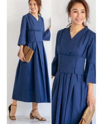 Style Deli スタイルデリ のコルセットベルト付ロングギャザーワンピース通販 Eclat Premium エクラプレミアム