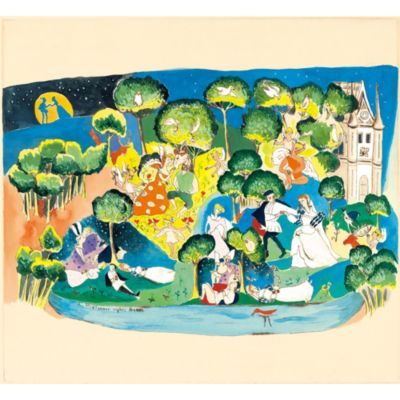 山本容子作 『夏の夜の夢』銅版画，手彩色