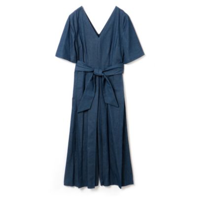 pleated jumpsuit dress with belt