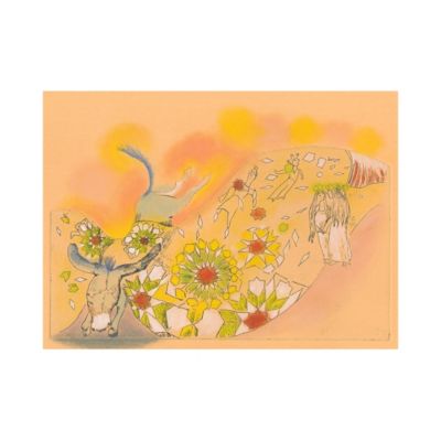 山本容子作(ヤマモトヨウコ サク)の『カーニバル』銅版画、手彩色 
