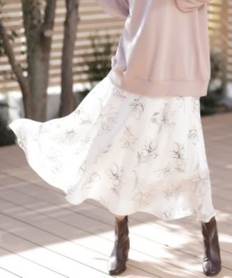 Ingni イング の線画花フレアスカート通販 Leeマルシェ