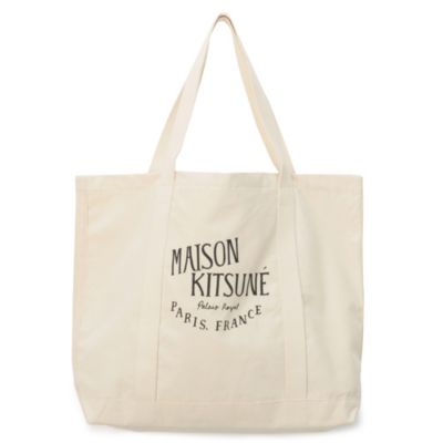 メゾンキツネ トートバッグ Maison Kitsune パレロイヤル ショッピング バッグ Palais Royal Shopping Bag ブラック エクリュ Black Ecru 2色展開 22春夏新作 Saiyasune Chousen トートバッグ Padelnostro It