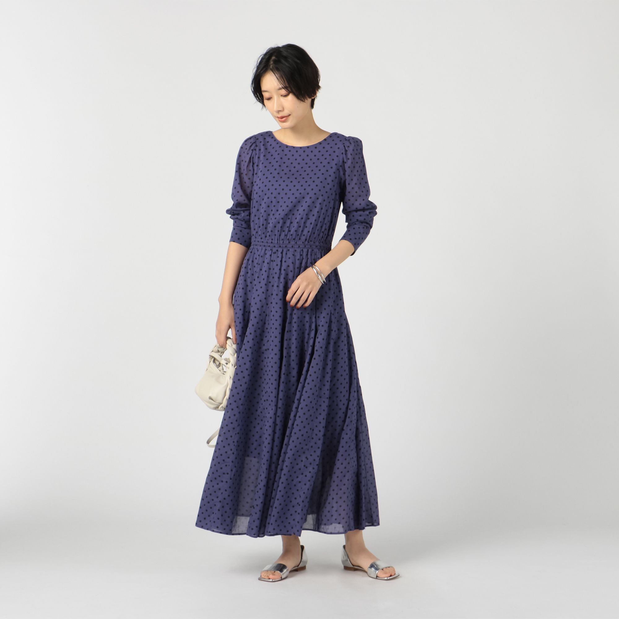  ne Quittez pas(ヌキテパ)/C／VOILE DOT PRINT TUCK SLEEVE DRESS