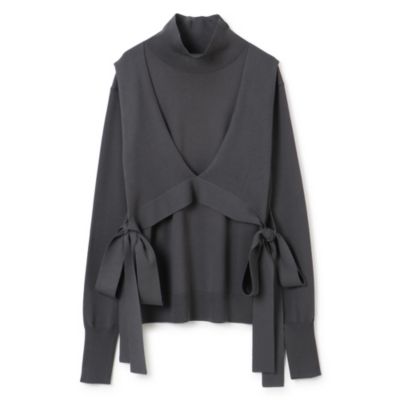 人気 グレー36新品 top knit combi bustier ルシェルブルー - ニット