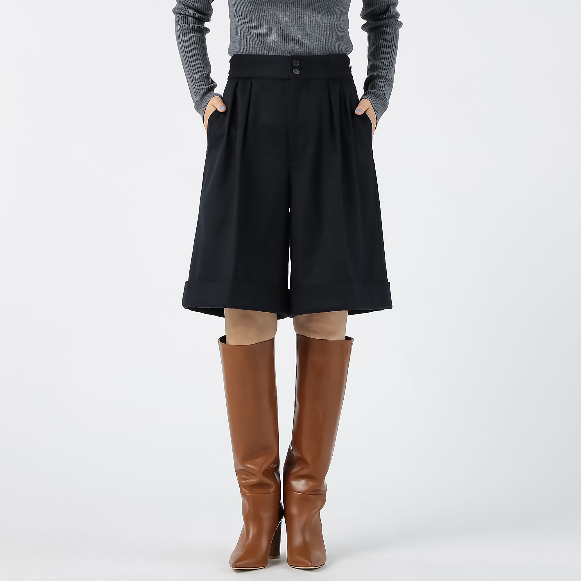  Scye(サイ)/Wool Cashmere Pleated Shorts
