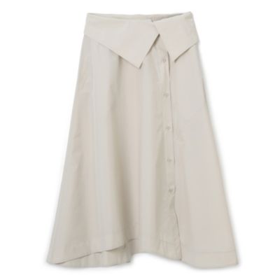 3.1 Phillip Lim COTTON POPLIN MIDI SKIRT W SIDE PLKT