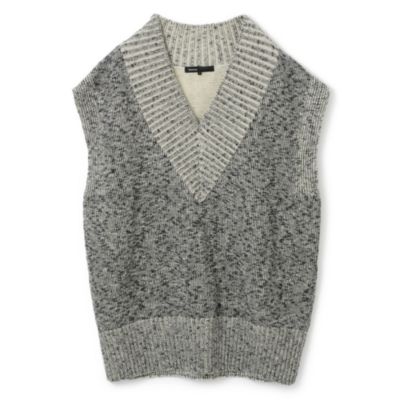 08sircus Wool Cotton melange V-neck vest | pusulabayrak.com