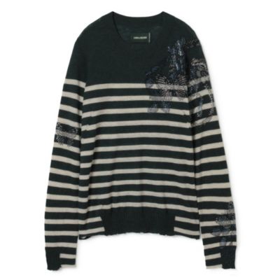ZADIG ＆ VOLTAIRE SOURCE CP STRIPES SNAKE BUTTER
