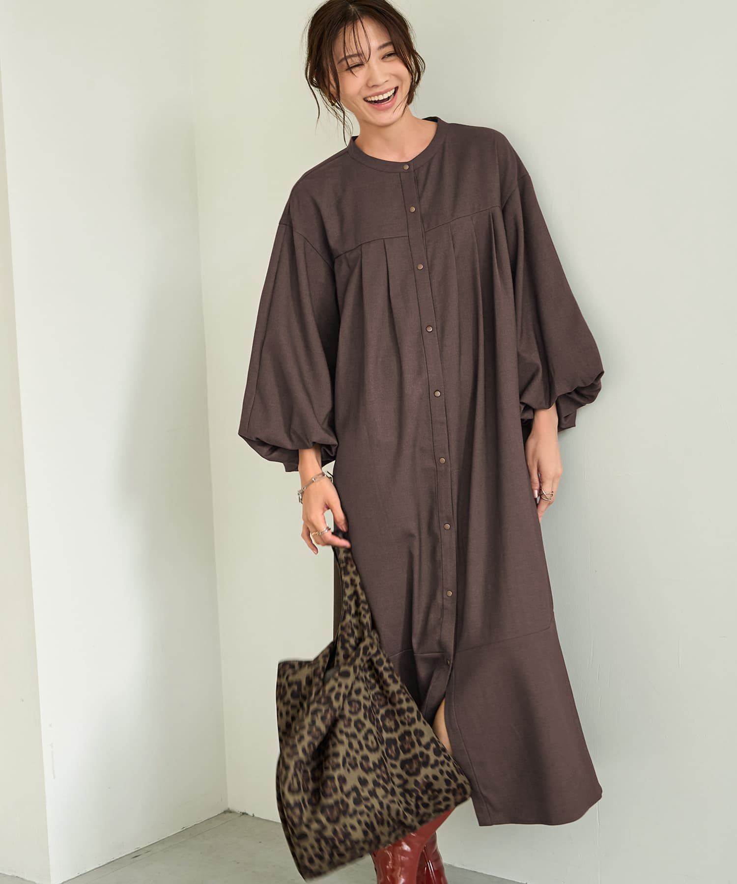 STYLE DELI(スタイルデリ)/【LUXE】ボリューム袖バックレースアップワンピース