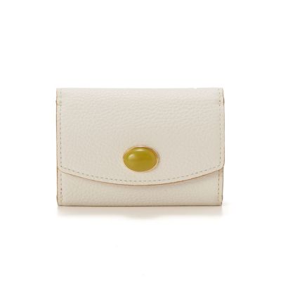 ＜手元にノーブルな美意識を＞　【TOPKAPI】 gemdrops ジェムドロップ ミニエンボスレザー 天然石 三つ折り 財布