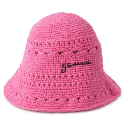 ＜集英社＞ GANNI(ガニー)/Cotton Crochet Bucket Hat Solid