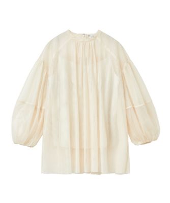 CLANE SHEER TULLE BALLOON SLEEVE TOPS