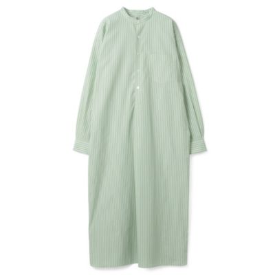 LENO BAND COLLAR PULLOVER DRESS【STRIPE】