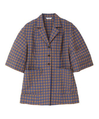 CLANE GINGHAM CHECK DOME SLEEVE SHIRT
