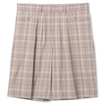 ＜集英社＞ FARAH(ファーラー)/Three−tuck Wide Shorts Souvenir Check画像