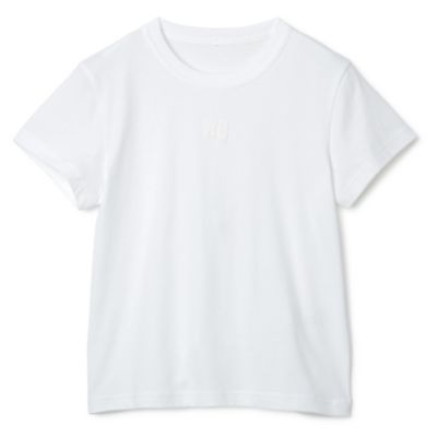 ALEXANDER WANG ESSENTIAL JSY SHRUNK TEE W／PUFF LOGO ＆ BOUND NECK