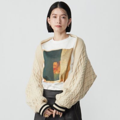 JANE SMITH 5G ARAN SLEEVE SWEATER