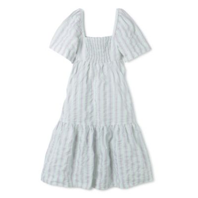 GANNI(ガニー)のStripe Seersucker Ruffle Midi Dress通販 eclat