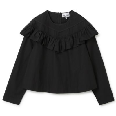 GANNI(ガニー)のCotton Poplin Frill Blouse通販 | 集英社HAPPY PLUS STORE