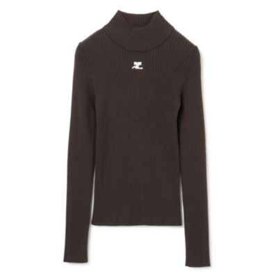 COURREGES MOCKNECK RIB KNIT SWEATER