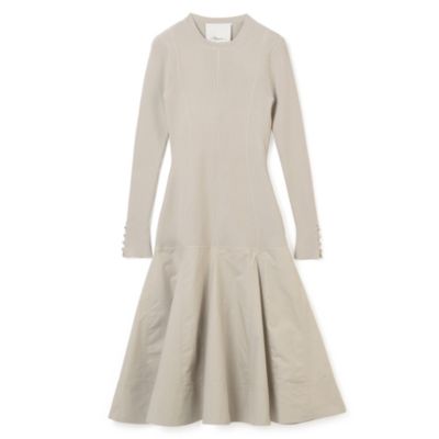 3.1 Phillip Lim VISCOSE KNIT POPLIN LS COMBO DRESS