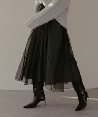 ＜集英社＞ MIELI INVARIANT(ミエリ インヴァリアント)/Tulle Layer Pinstripe Skirt画像