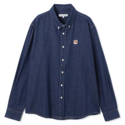 MAISON KITSUNE BD CASUAL SHIRT WITH INSTITUTIONAL FOX HEAD PATCH