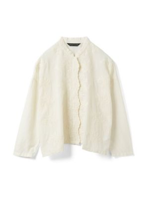 mizuiro ind(ミズイロインド)のレーススタンドカラーワイドシャツ通販