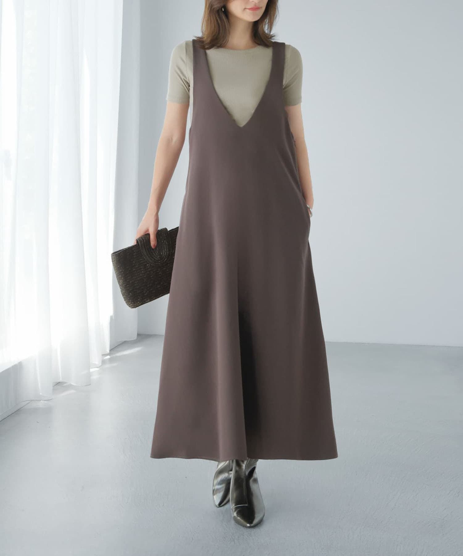 STYLE DELI(スタイルデリ)/【LUXE】フロントVフレアジャンパースカート