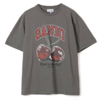 GANNI Future Heavy Cherry Drop Shoulder T－shirt